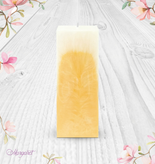 Svíčka Kvádr vysoký (15 cm) – Žlutá / Horký zázvor / Květinka